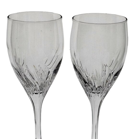Cristal dArques Fiama Wine Glasses 8" Set/2 crystal goblet vertical cuts swirl - Picture 4 of 11